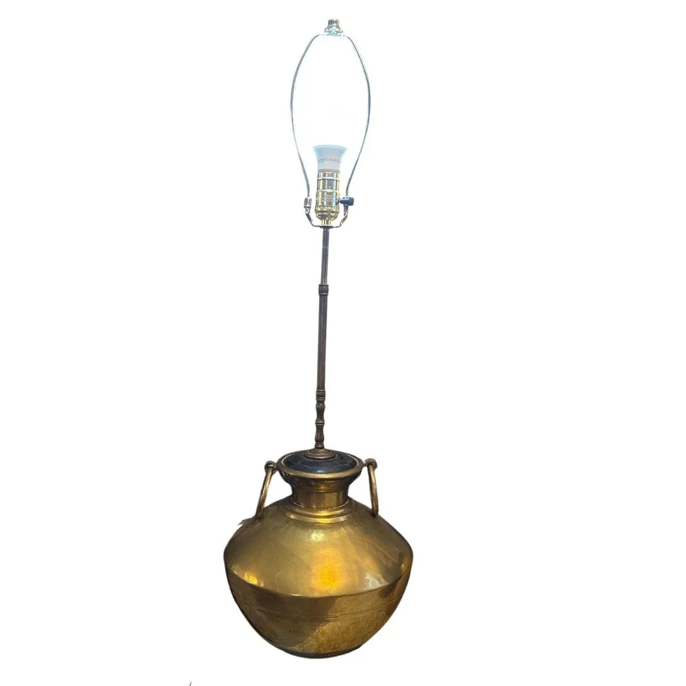 Unbranded Brass Table Lamp Unisex Large Gold Vintage Urn Ring Handles